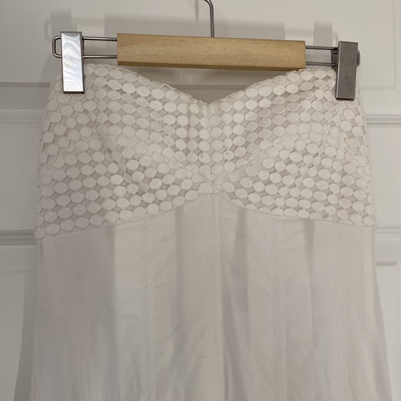 CATHERINE MALANDRINO - Midi dress white skater style strapless size 6 - Picture 3 of 6